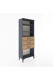 Arges Dolap 3 Raflı 3 Çekmeceli 60x30x163 Antrasit-Çam