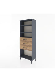 Arges Dolap 3 Raflı 3 Çekmeceli 60x30x163 Antrasit-Çam