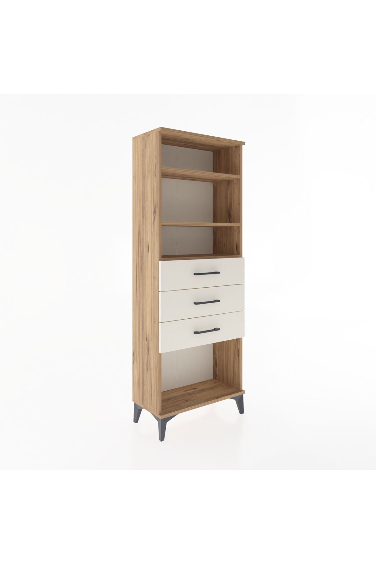Arges Dolap 3 Raflı 3 Çekmeceli 60x30x163 Çam-Aytaşı