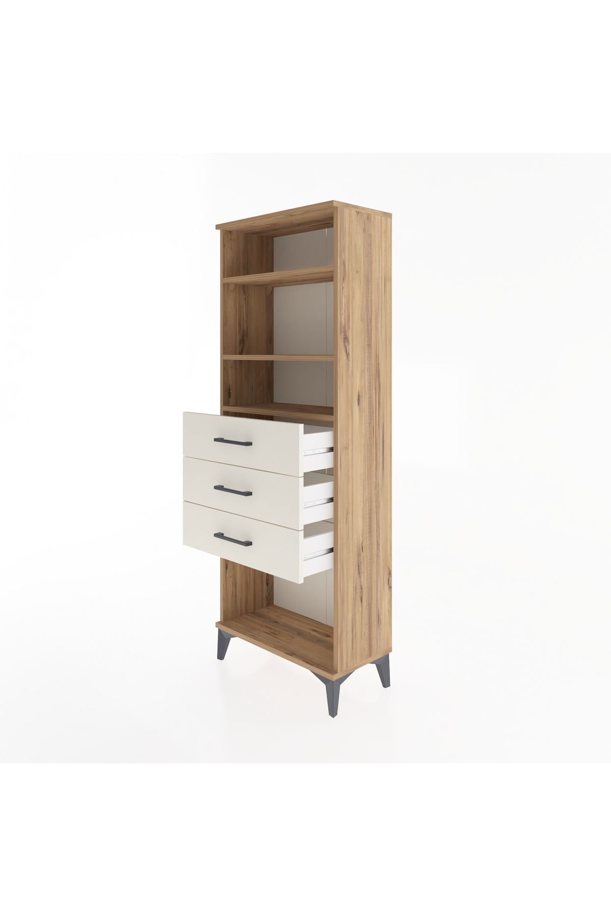 Arges Dolap 3 Raflı 3 Çekmeceli 60x30x163 Çam-Aytaşı