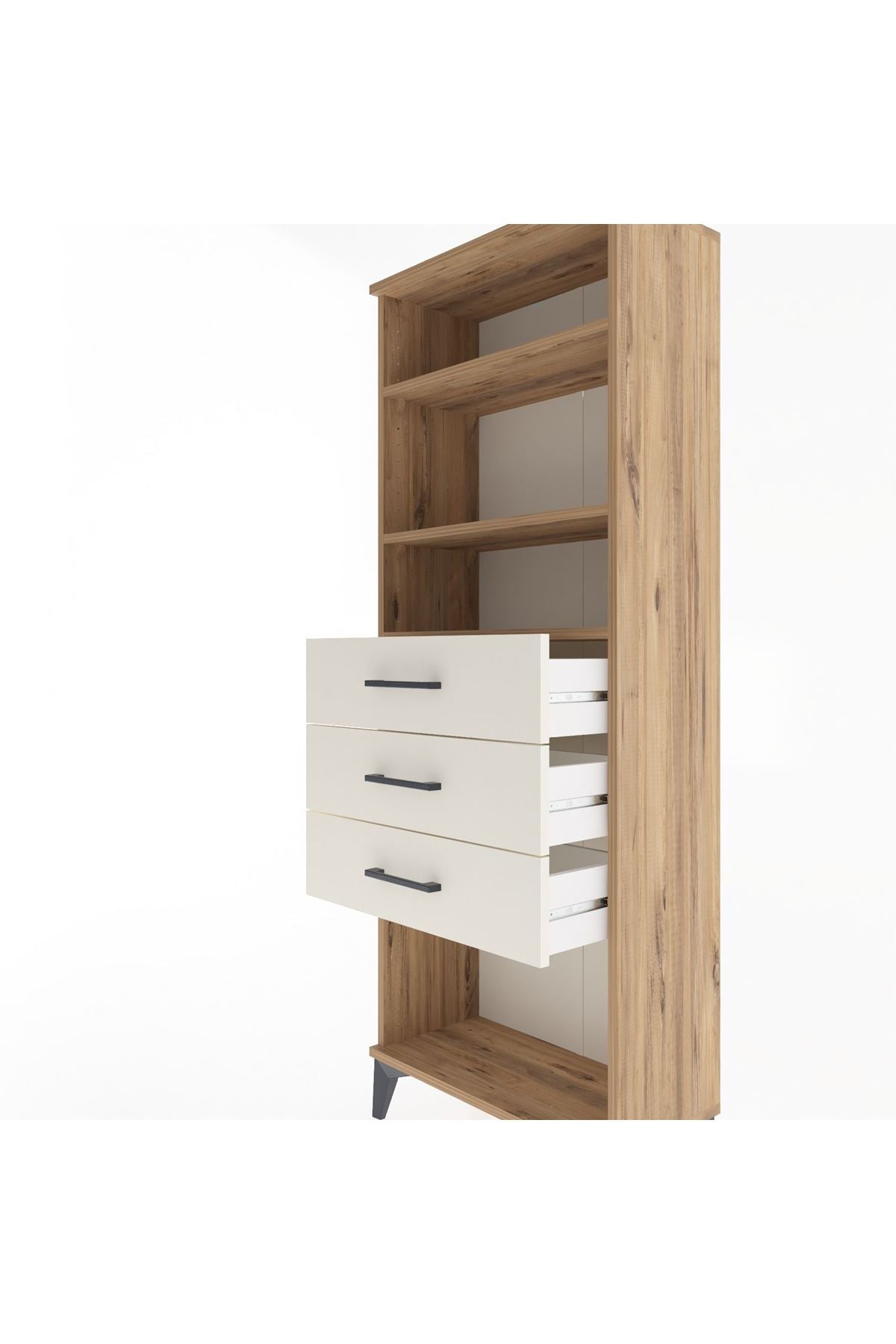 Arges Dolap 3 Raflı 3 Çekmeceli 60x30x163 Çam-Aytaşı