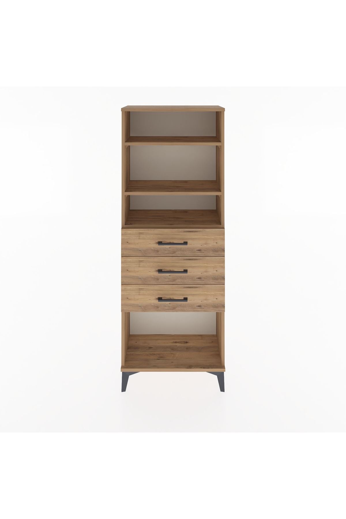 Arges Dolap 3 Raflı 3 Çekmeceli 60x30x163 Çam-Çam