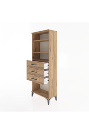 Arges Dolap 3 Raflı 3 Çekmeceli 60x30x163 Çam-Çam