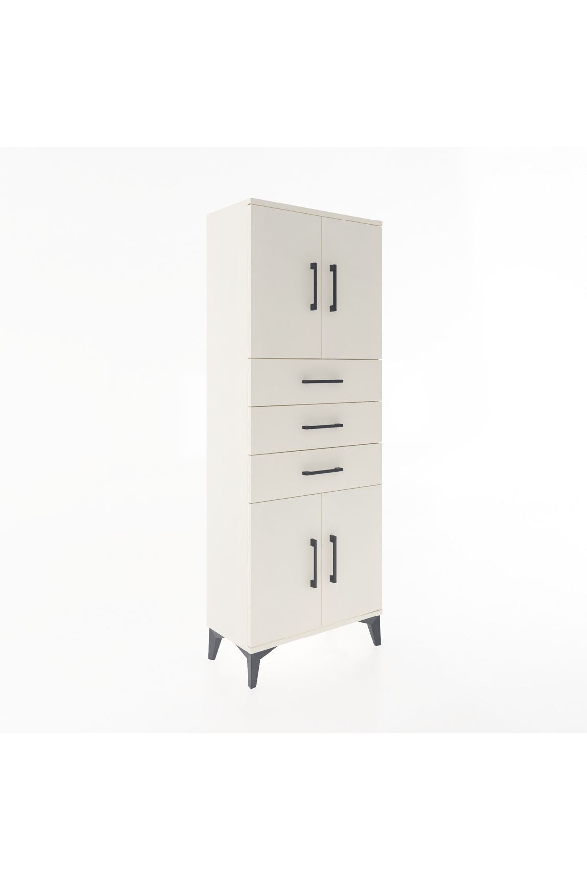 Arges Dolap 3 Raflı 3 Çekmeceli 4 Kapaklı 60x30x163 Aytaşı-Aytaşı