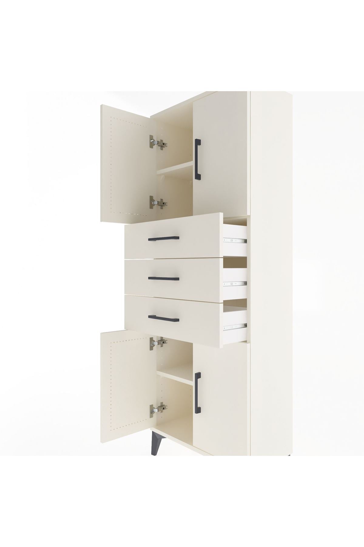 Arges Dolap 3 Raflı 3 Çekmeceli 4 Kapaklı 60x30x163 Aytaşı-Aytaşı