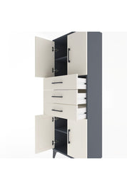 Arges Dolap 3 Raflı 3 Çekmeceli 4 Kapaklı 60x30x163 Antrasit-Aytaşı