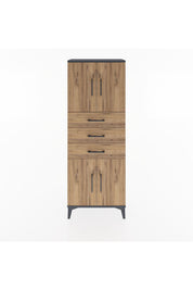 Arges Dolap 3 Raflı 3 Çekmeceli 4 Kapaklı 60x30x163 Antrasit-Çam