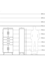 Arges Dolap 3 Raflı 3 Çekmeceli 4 Kapaklı 60x30x163 Antrasit-Çam