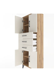 Arges Dolap 3 Raflı 3 Çekmeceli 4 Kapaklı 60x30x163 Çam-Aytaşı