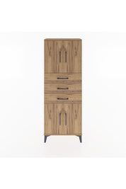 Arges Dolap 3 Raflı 3 Çekmeceli 4 Kapaklı 60x30x163 Çam-Çam