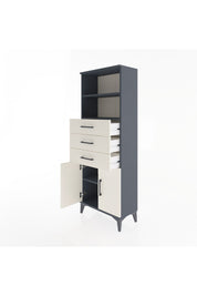 Arges Dolap 3 Raflı 3 Çekmeceli 2 Kapaklı 60x30x163 Antrasit-Aytaşı