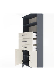Arges Dolap 3 Raflı 3 Çekmeceli 2 Kapaklı 60x30x163 Antrasit-Aytaşı