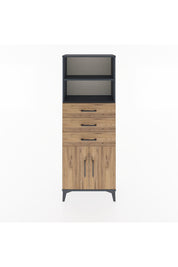 Arges Dolap 3 Raflı 3 Çekmeceli 2 Kapaklı 60x30x163 Antrasit-Çam