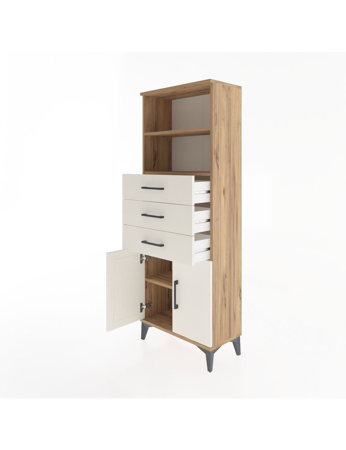 Arges Dolap 3 Raflı 3 Çekmeceli 2 Kapaklı 60x30x163 - S20M104V7A