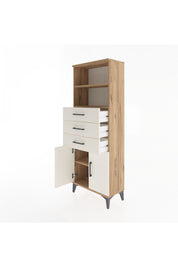 Arges Dolap 3 Raflı 3 Çekmeceli 2 Kapaklı 60x30x163 Çam-Aytaşı