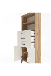 Arges Dolap 3 Raflı 3 Çekmeceli 2 Kapaklı 60x30x163 Çam-Aytaşı
