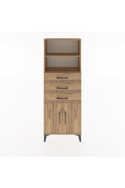 Arges Dolap 3 Raflı 3 Çekmeceli 2 Kapaklı 60x30x163 Çam-Çam