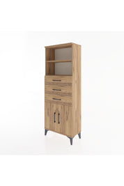 Arges Dolap 3 Raflı 3 Çekmeceli 2 Kapaklı 60x30x163 Çam-Çam