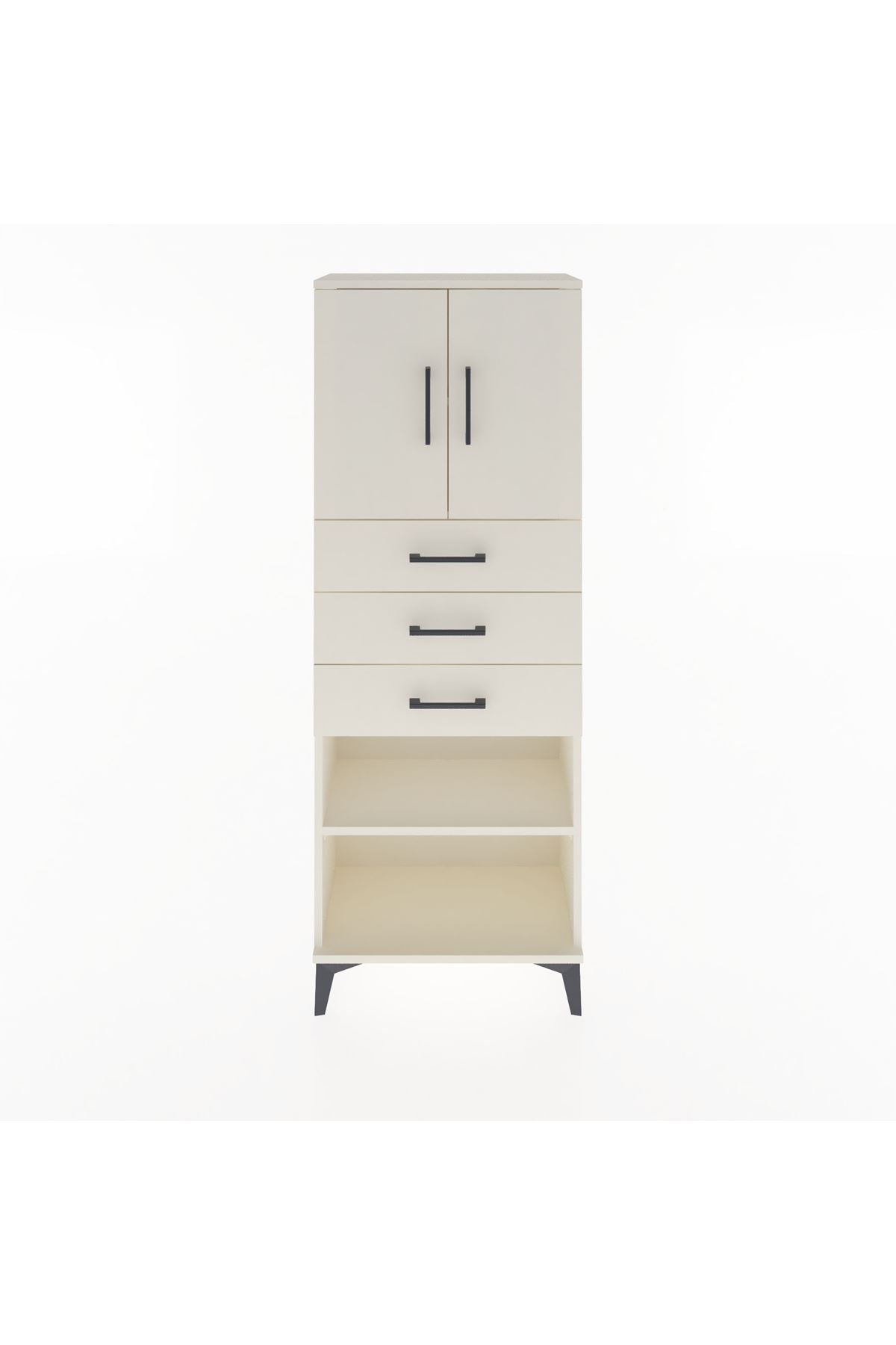 Arges Dolap 3 Raflı 3 Çekmeceli 2 Kapaklı 60x30x163 Aytaşı-Aytaşı