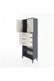 Arges Dolap 3 Raflı 3 Çekmeceli 2 Kapaklı 60x30x163 Antrasit-Aytaşı
