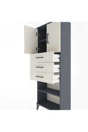 Arges Dolap 3 Raflı 3 Çekmeceli 2 Kapaklı 60x30x163 Antrasit-Aytaşı