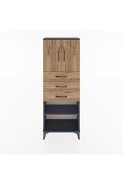 Arges Dolap 3 Raflı 3 Çekmeceli 2 Kapaklı 60x30x163 Antrasit-Çam
