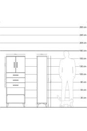 Arges Dolap 3 Raflı 3 Çekmeceli 2 Kapaklı 60x30x163 Antrasit-Çam