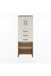 Arges Dolap 3 Raflı 3 Çekmeceli 2 Kapaklı 60x30x163 Çam-Aytaşı