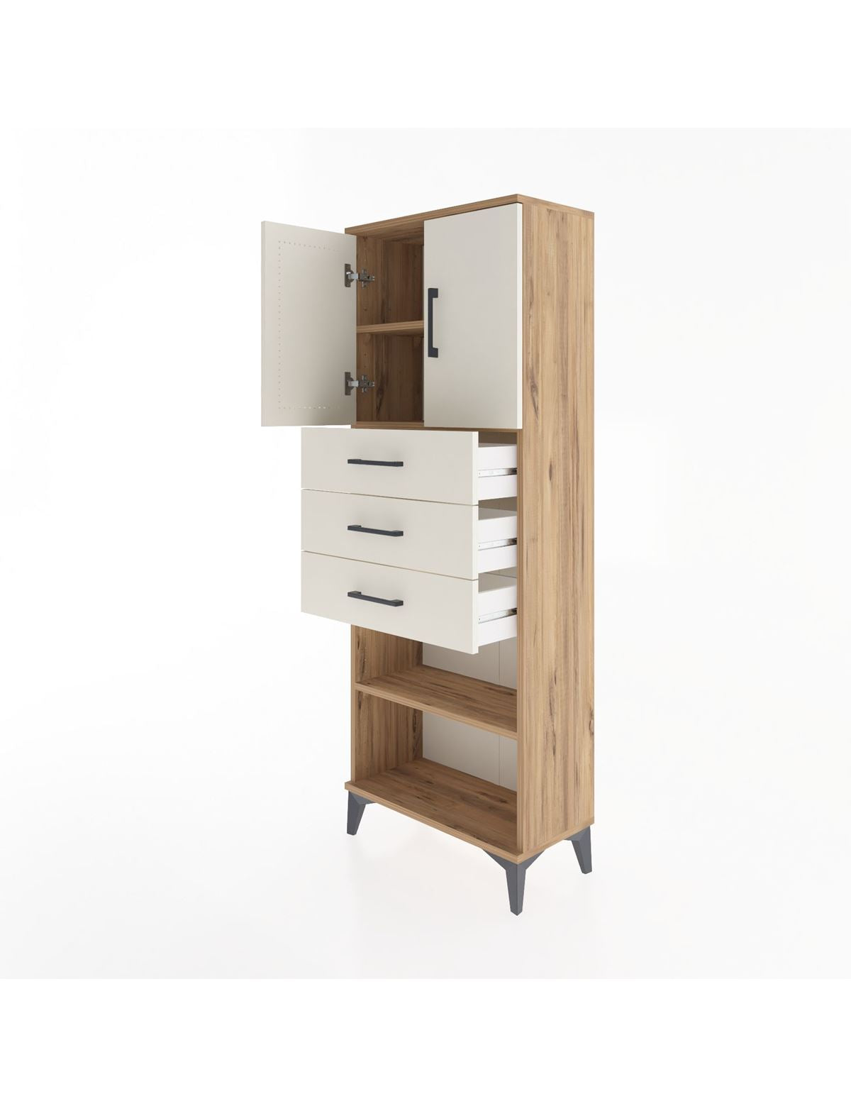 Arges Dolap 3 Raflı 3 Çekmeceli 2 Kapaklı 60x30x163 - S20M105V7A