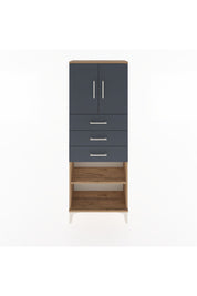 Arges Dolap 3 Raflı 3 Çekmeceli 2 Kapaklı 60x30x163 Çam-Antrasit