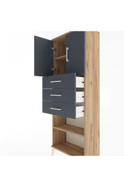 Arges Dolap 3 Raflı 3 Çekmeceli 2 Kapaklı 60x30x163 Çam-Antrasit