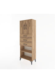 Arges Dolap 3 Raflı 3 Çekmeceli 2 Kapaklı 60x30x163 Çam-Çam