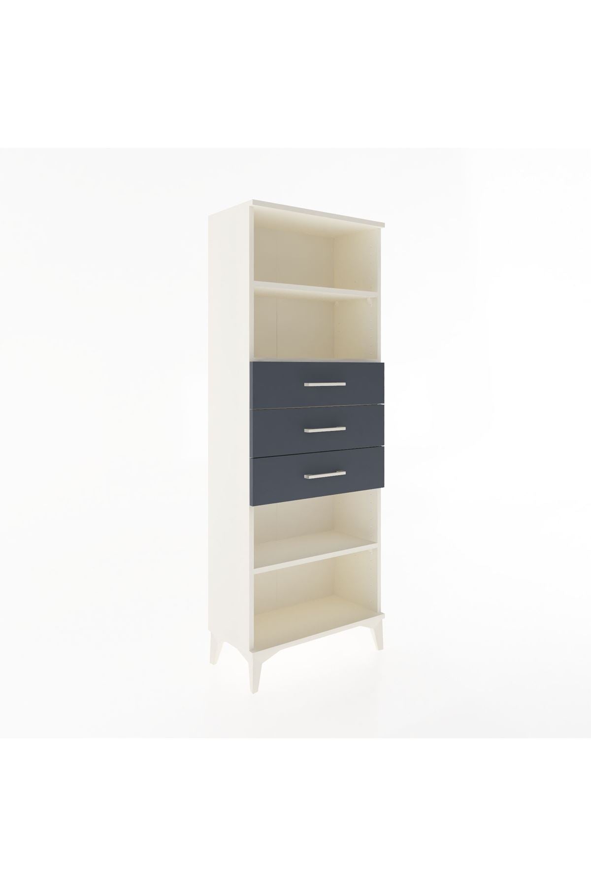 Arges Dolap 3 Raflı 3 Çekmeceli 60x30x163 Aytaşı-Antrasit