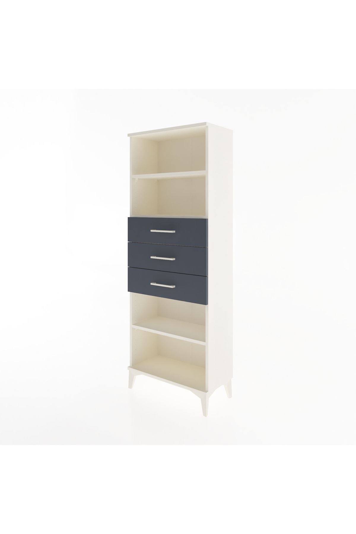 Arges Dolap 3 Raflı 3 Çekmeceli 60x30x163 Aytaşı-Antrasit