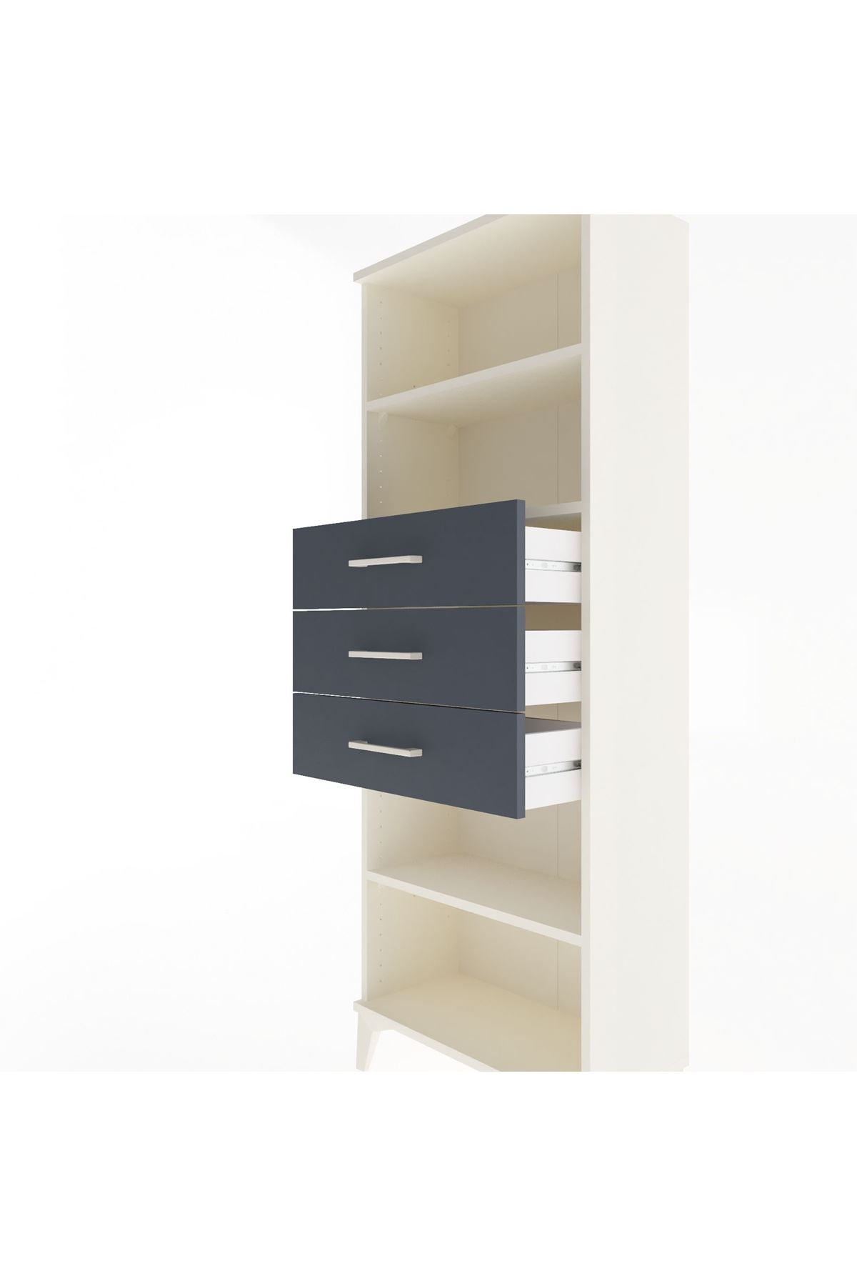 Arges Dolap 3 Raflı 3 Çekmeceli 60x30x163 Aytaşı-Antrasit