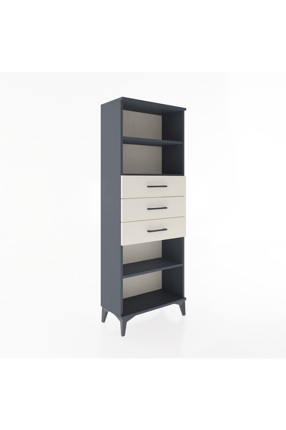 Arges Dolap 3 Raflı 3 Çekmeceli 60x30x163 Antrasit-Aytaşı