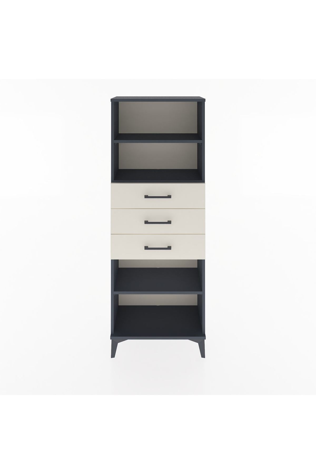 Arges Dolap 3 Raflı 3 Çekmeceli 60x30x163 Antrasit-Aytaşı