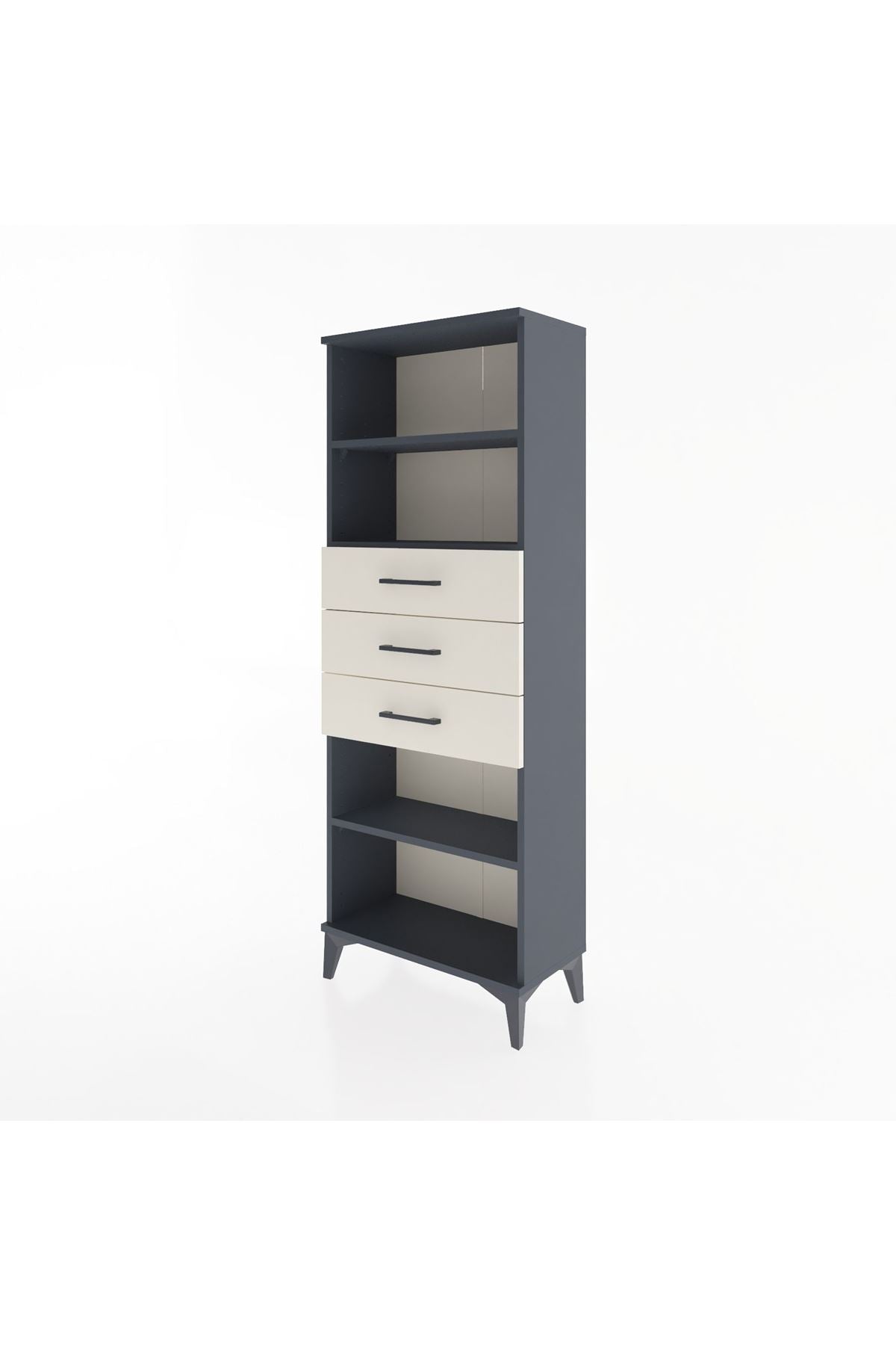 Arges Dolap 3 Raflı 3 Çekmeceli 60x30x163 Antrasit-Aytaşı