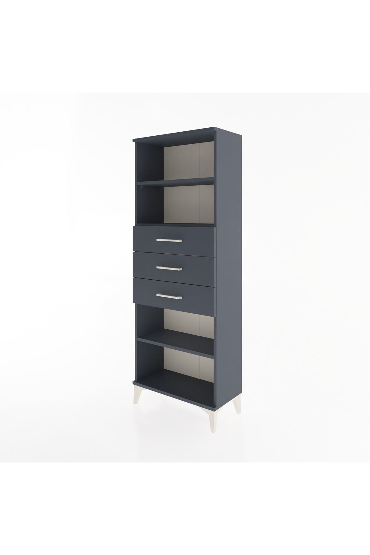Arges Dolap 3 Raflı 3 Çekmeceli 60x30x163 Antrasit-Antrasit