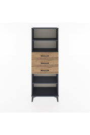 Arges Dolap 3 Raflı 3 Çekmeceli 60x30x163 Antrasit-Çam