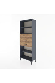 Arges Dolap 3 Raflı 3 Çekmeceli 60x30x163 Antrasit-Çam