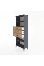 Arges Dolap 3 Raflı 3 Çekmeceli 60x30x163 Antrasit-Çam