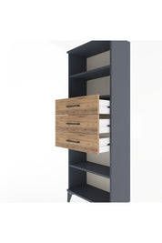 Arges Dolap 3 Raflı 3 Çekmeceli 60x30x163 Antrasit-Çam