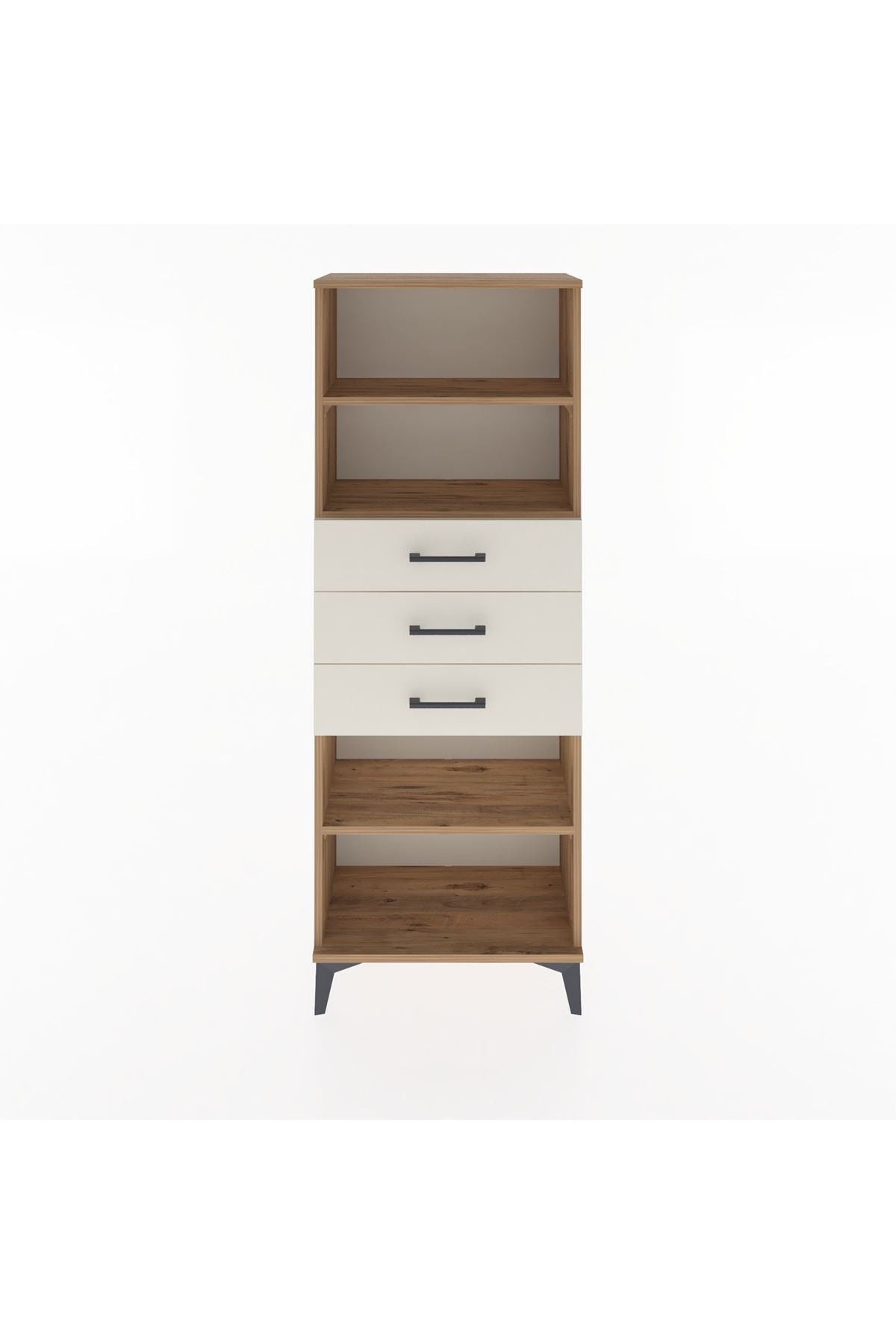 Arges Dolap 3 Raflı 3 Çekmeceli 60x30x163 Çam-Aytaşı