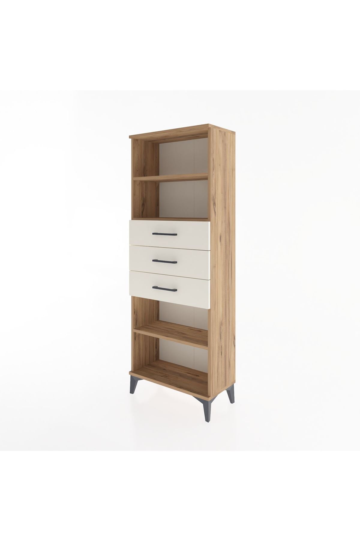 Arges Dolap 3 Raflı 3 Çekmeceli 60x30x163 Çam-Aytaşı