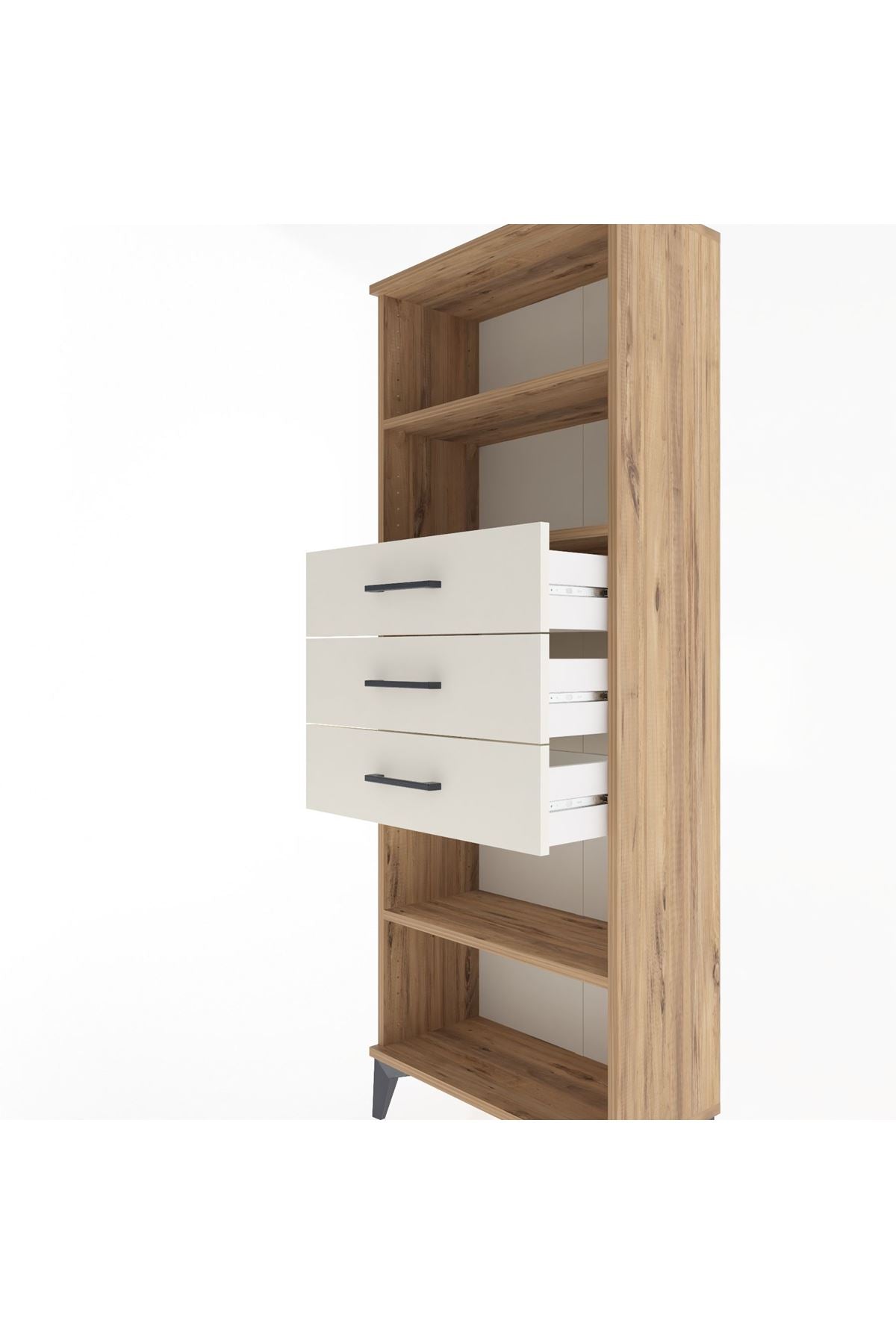 Arges Dolap 3 Raflı 3 Çekmeceli 60x30x163 Çam-Aytaşı