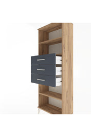 Arges Dolap 3 Raflı 3 Çekmeceli 60x30x163 Çam-Antrasit