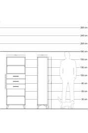 Arges Dolap 3 Raflı 3 Çekmeceli 60x30x163 Çam-Antrasit