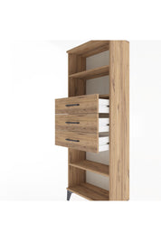 Arges Dolap 3 Raflı 3 Çekmeceli 60x30x163 Çam-Çam