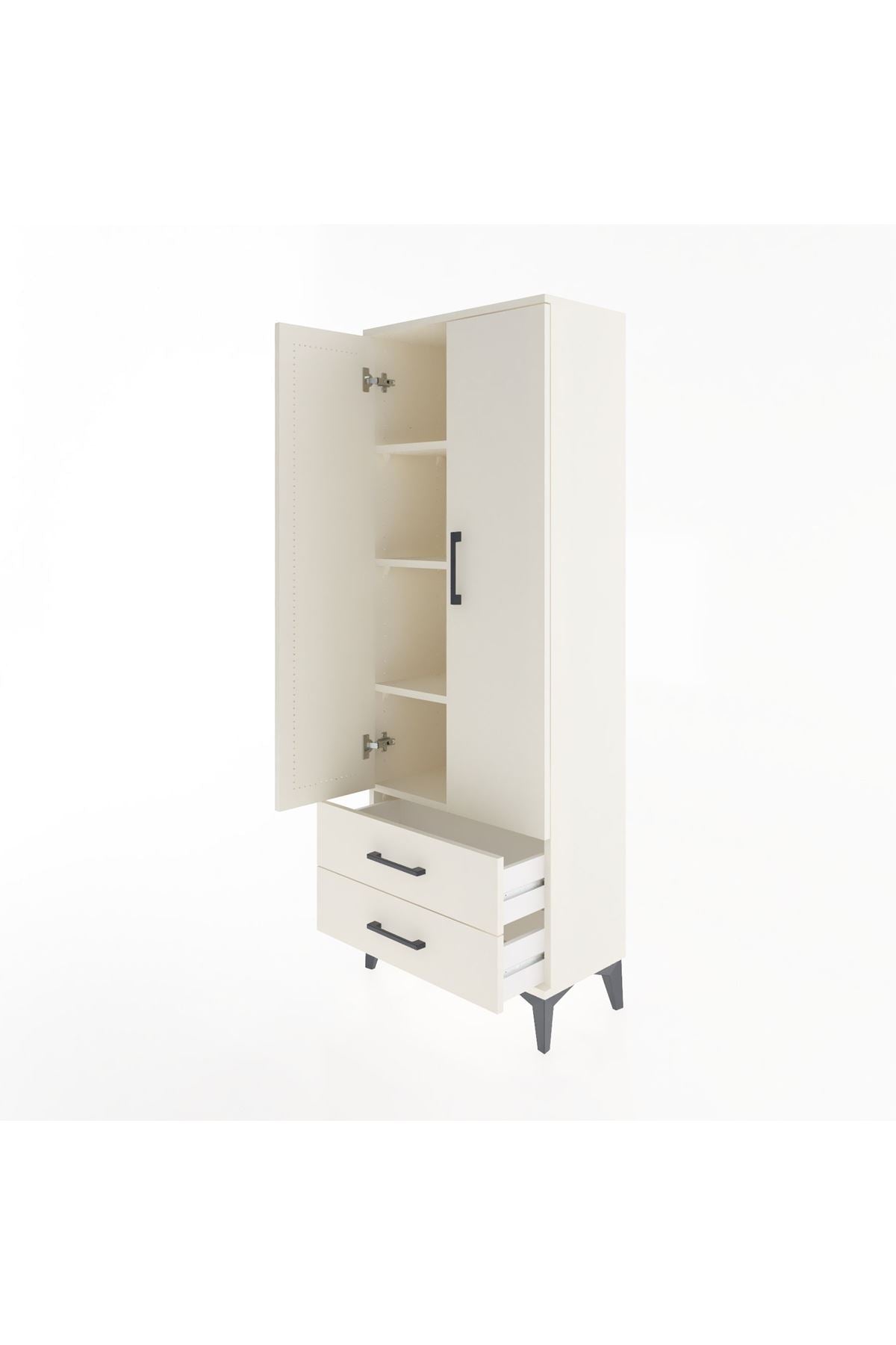 Arges Dolap 4 Raflı 2 Çekmeceli 2 Kapaklı 60x30x163 Aytaşı-Aytaşı